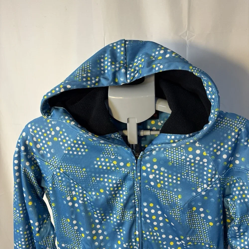 Rossingol Hoodie Lightweight Soft-Shell Jacket Women's M Full-Zip Blue Polka Dot - Picture 2 of 4